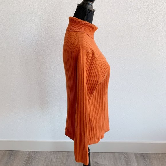 Talbots Burnt Orange Ribbed Long Sleeve Turtleneck Shirt Top Size Large - Picture 3 of 5